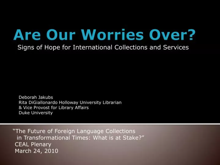 signs of hope for international collections and services