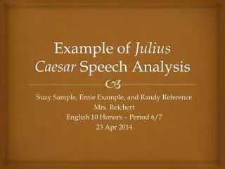 Example of Julius Caesar Speech Analysis