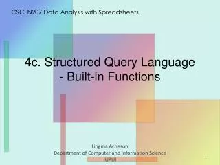 4 c . Structured Query Language - Built-in Functions