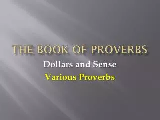 The Book of Proverbs