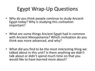 Egypt Wrap-Up Questions