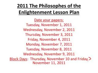 2011 The Philosophes of the Enlightenment Lesson Plan