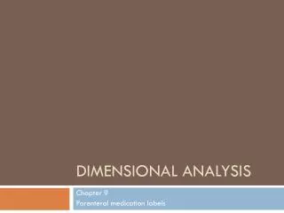 Dimensional Analysis