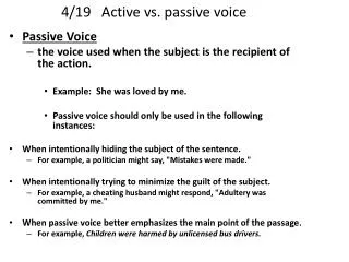 4/19 Active vs. passive voice