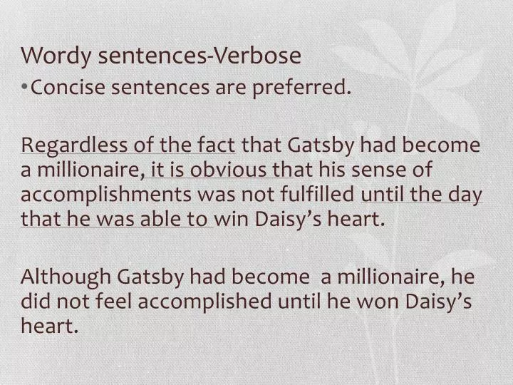 wordy sentences verbose