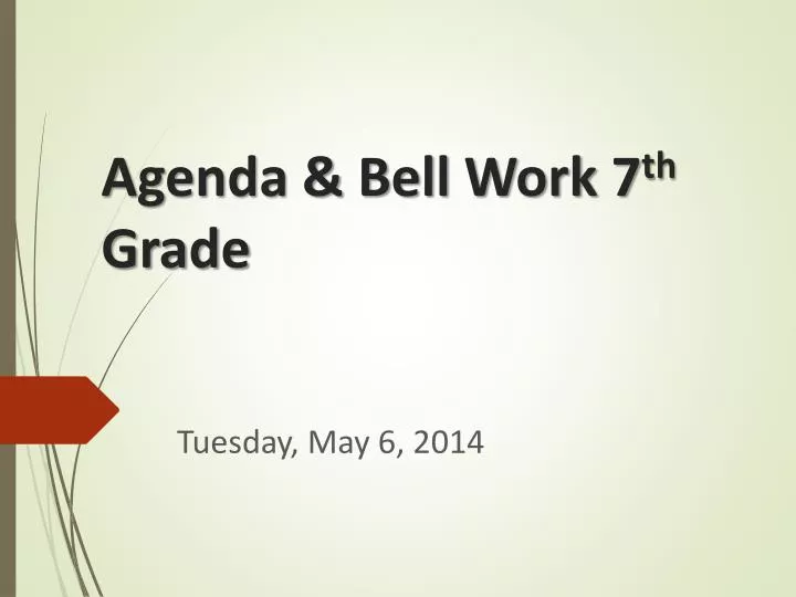 agenda bell work 7 th grade
