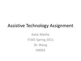 Assistive Technology Assignment