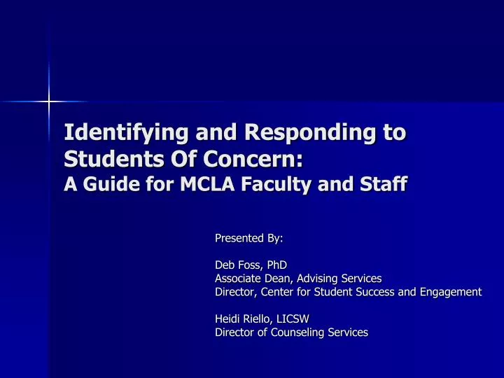 identifying and responding to students of concern a guide for mcla faculty and staff