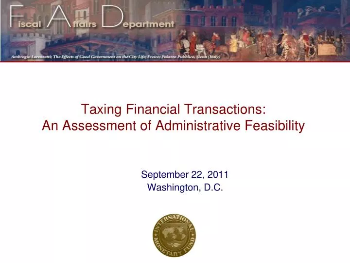 taxing financial transactions an assessment of administrative feasibility