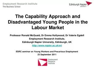 The Capability Approach and Disadvantaged Young People in the Labour Market