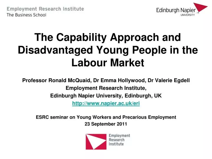 the capability approach and disadvantaged young people in the labour market