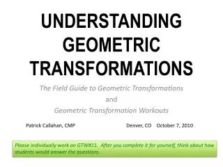 Understanding Geometric Transformations