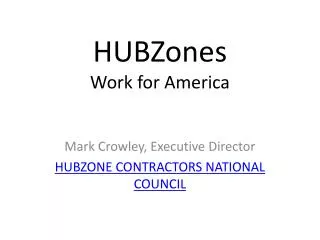 HUBZones Work for America