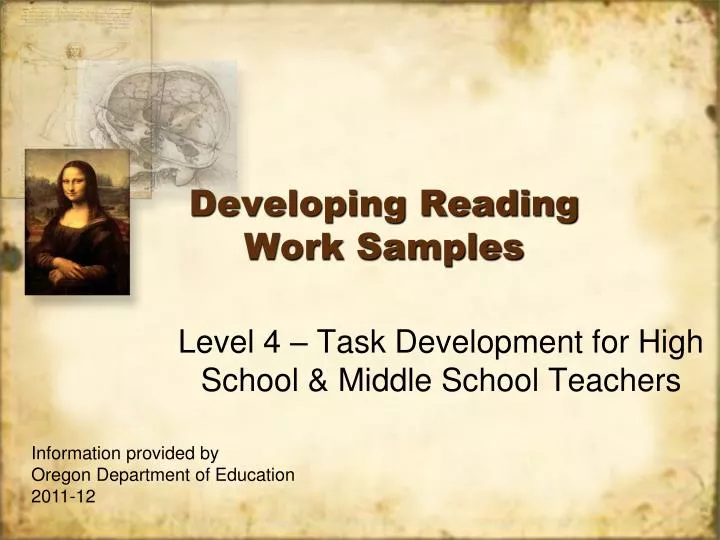 developing reading work samples