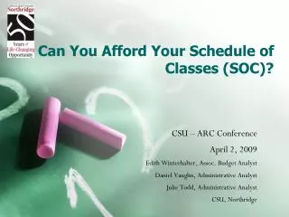 Can You Afford Your Schedule of Classes (SOC)?