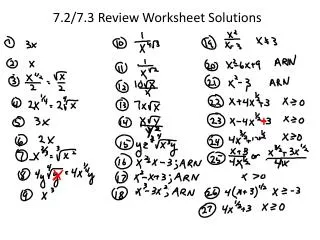 7.2/7.3 Review Worksheet Solutions