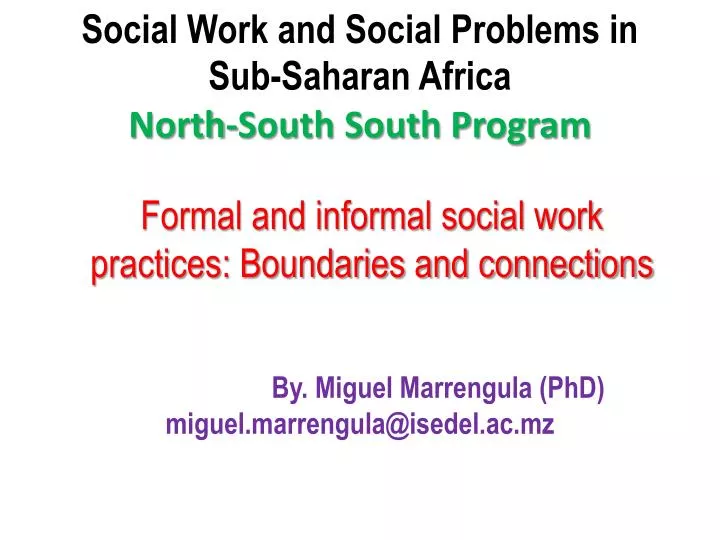 social work and social problems in sub saharan africa north south south program