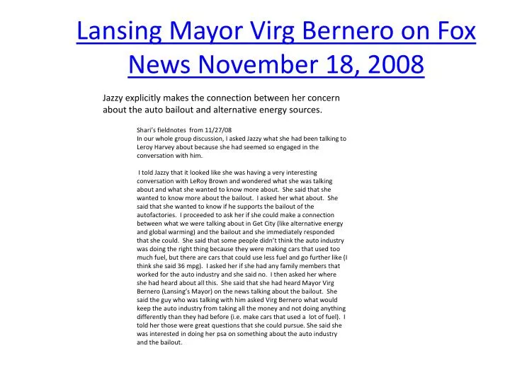 lansing mayor virg bernero on fox news november 18 2008