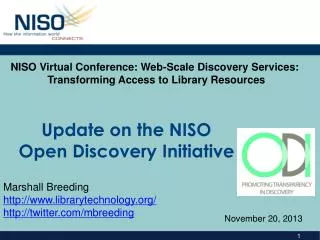 Update on the NISO Open Discovery Initiative