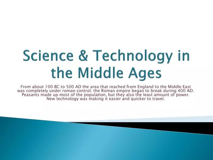 science technology in the middle ages