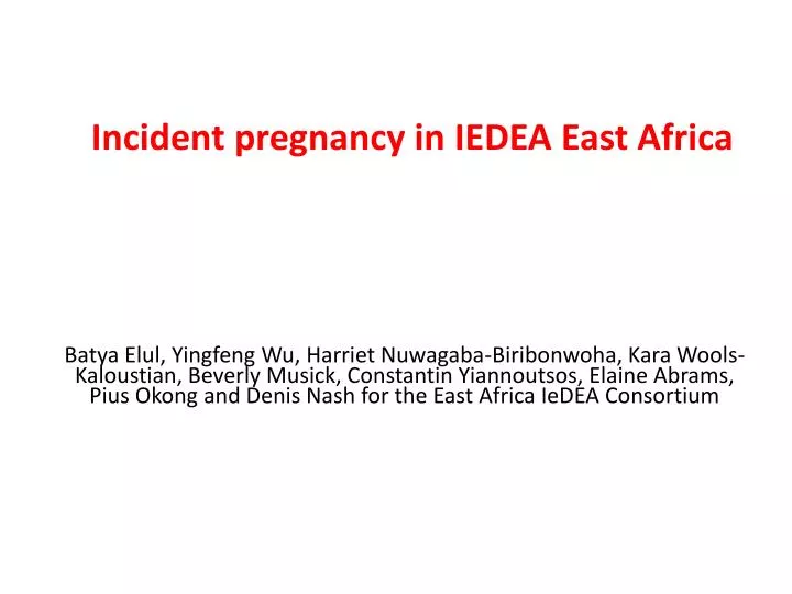 incident pregnancy in iedea east africa