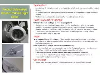 Product Safety Alert Broken Porthole Sight Glass