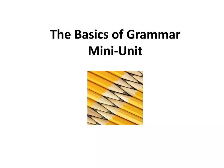 the basics of grammar mini unit