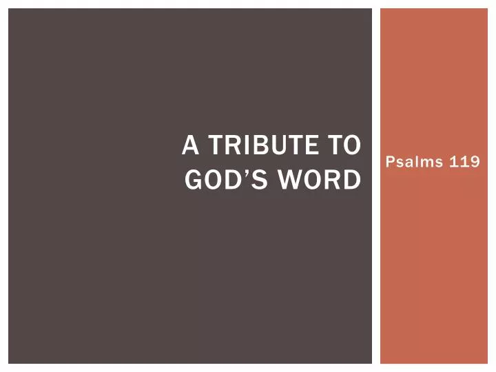 a tribute to god s word
