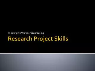 Research Project Skills