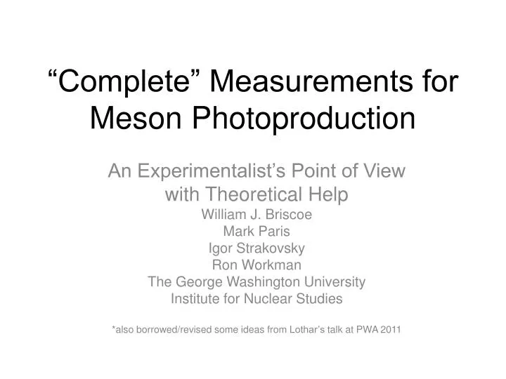 complete measurements for meson photoproduction