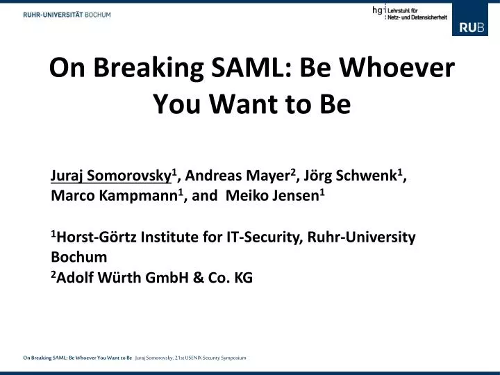 on breaking saml be whoever you want to be