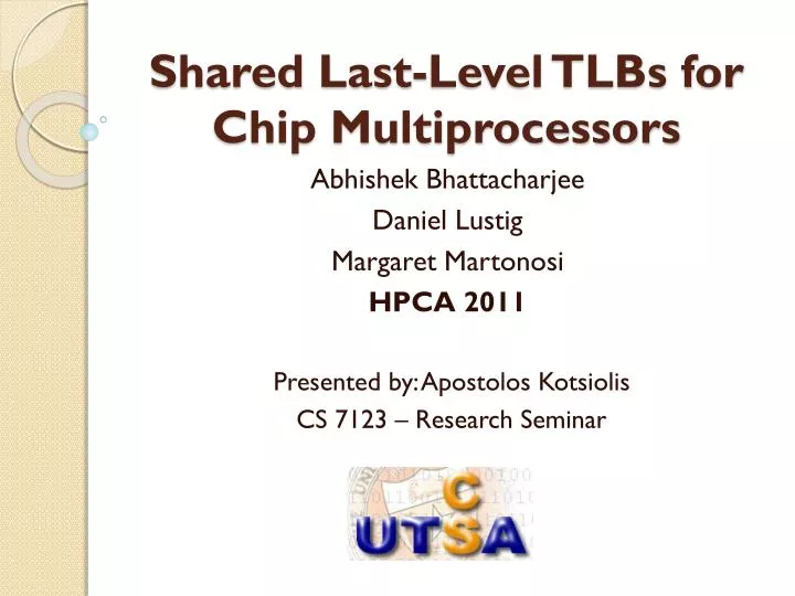 shared last level tlbs for chip multiprocessors