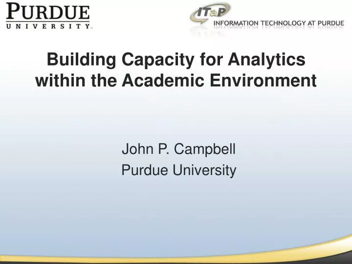 building capacity for analytics within the academic environment