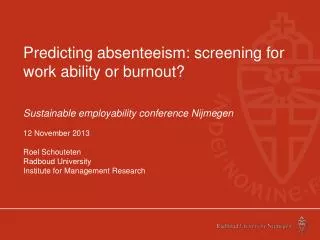 Predicting absenteeism: screening for work ability or burnout?