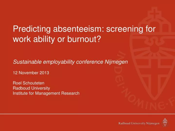 predicting absenteeism screening for work ability or burnout