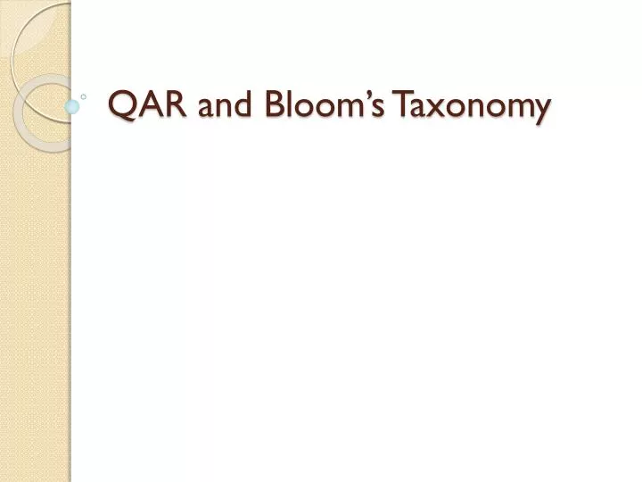 qar and bloom s taxonomy