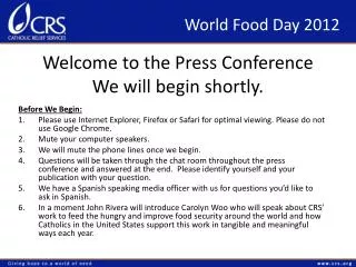 Welcome to the Press Conference We will begin shortly.