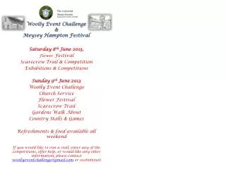Woolly Event Challenge &amp; Meysey Hampton Festival