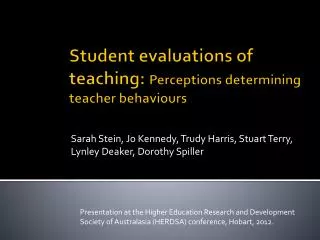 Student evaluations of teaching: Perceptions determining teacher behaviours