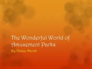 The Wonderful World of Amusement Parks