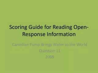Scoring Guide for Reading Open-Response Information