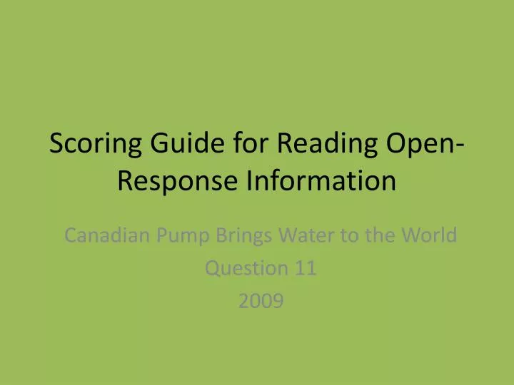 scoring guide for reading open response information