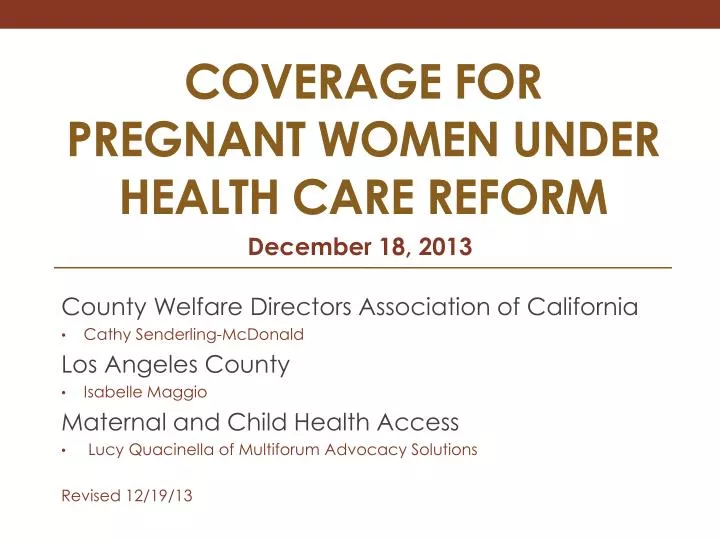coverage for pregnant women under health care reform