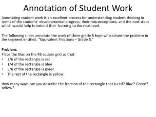 Annotation of Student Work