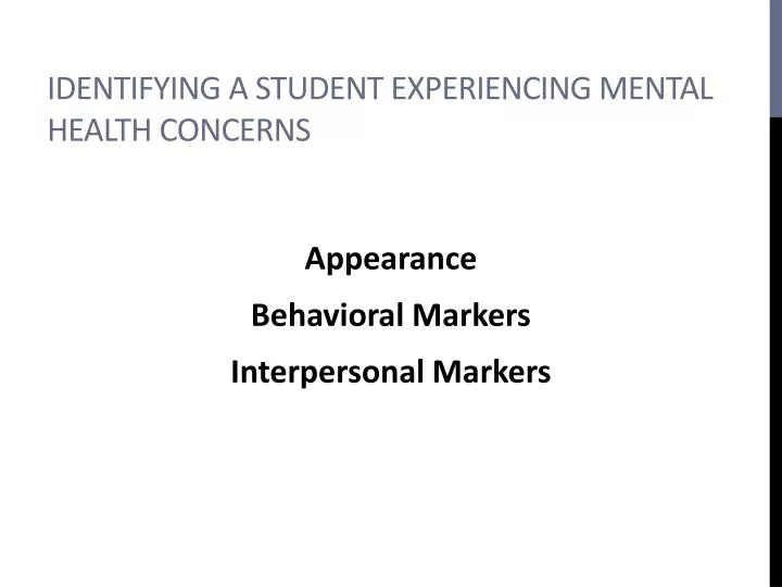 identifying a student experiencing mental health concerns