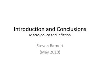 introduction and conclusions macro policy and inflation