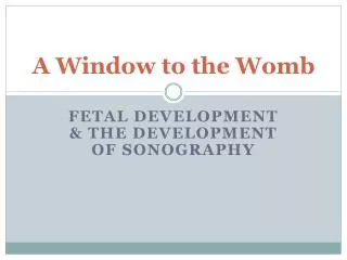 A Window to the Womb