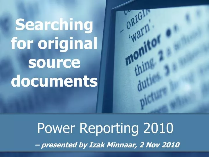 searching for original source documents