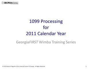 1099 Processing for 2011 Calendar Year