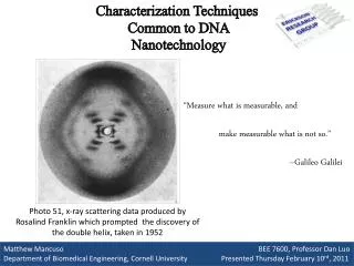 Characterization Techniques Common to DNA Nanotechnology